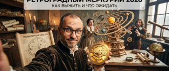 Иллюстрация, посвященная ретроградному Меркурию в 2026 году и его влиянию на жизнь людей.